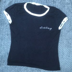 Navy blue and white t-shirt